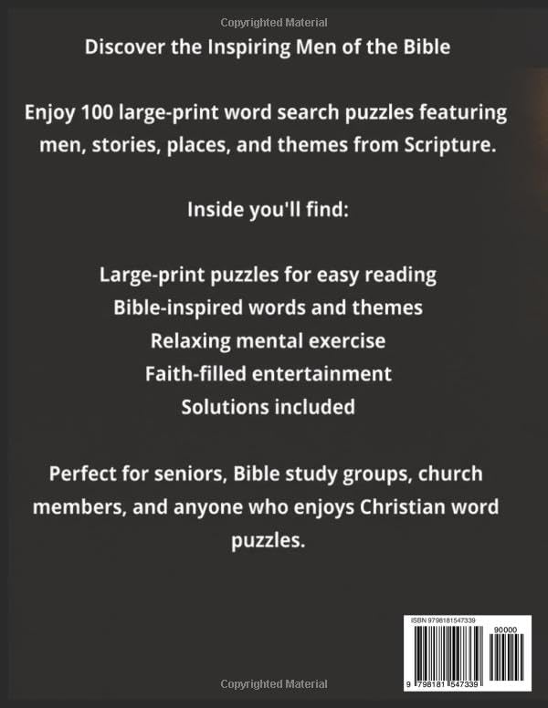 Men of the Bible Large Print Word Search for Seniors: 100 Word Search Puzzles Featuring Inspiring Men of Scripture (Bible Based Word Searches) by K J Zuco