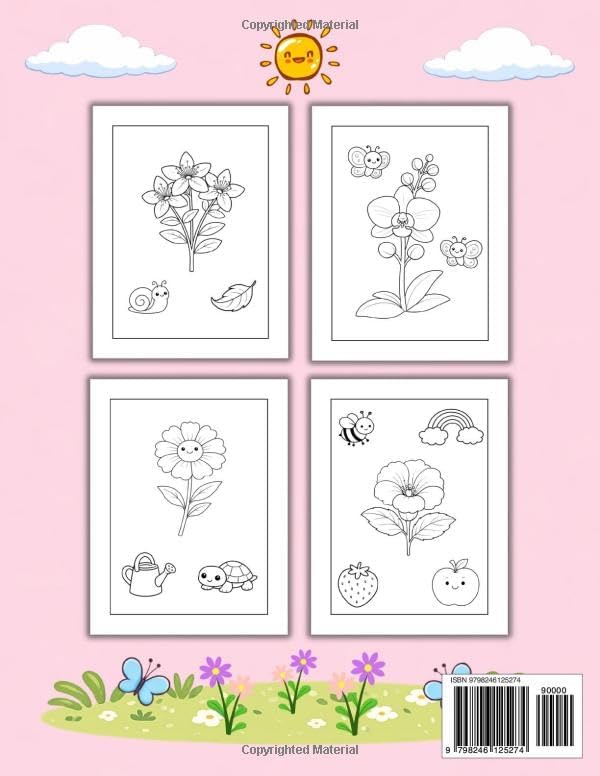 Flowers and Friends Coloring Book for Little Girls: 70 Simple and Easy Designs for Ages 3–5 by Alan Hersey