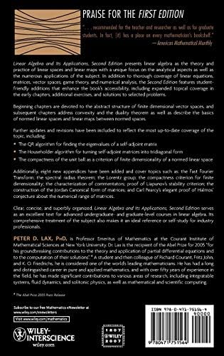 Linear Algebra and Its Applications (Pure and Applied Mathematics: A Wiley Series of Texts, Monographs and Tracts) by Peter D. Lax