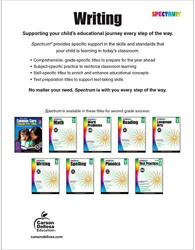 Spectrum Writing Workbook Grade 2, Ages 7 to 8, Second Grade Writing Workbook, Informative, Opinion, Letters, and Story Writing Prompts, Writing Practice for Kids - 112 Pages by Spectrum
