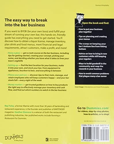 Running a Bar For Dummies (For Dummies Series) by R. Foley