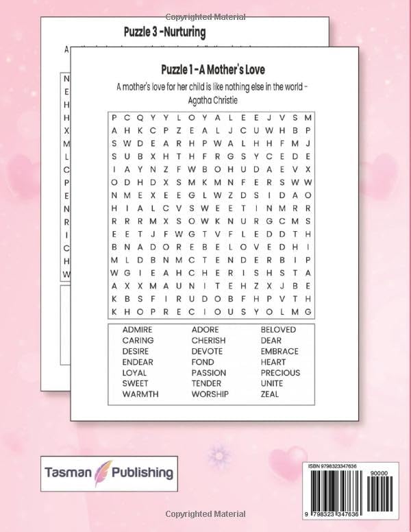 Mother's Large Print Word Search Book for Adults and Seniors: 101 Puzzles with Inspirational Quotes. Show Mom you Love Her Every Day. Perfect Gift for every occasion. by Tasman Publishing
