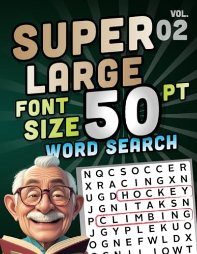 SUPER LARGE FONT SIZE 50 pt WORD SEARCH, vol. 02: Huge Jumbo Print Puzzle Book with XL Letters for the Visually Impaired and Seniors by DB Publishing