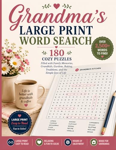 Large Print Grandma's Word Search Activity Book: Big Print Word Puzzles For Adults, Seniors, and Teens by Lane Archer