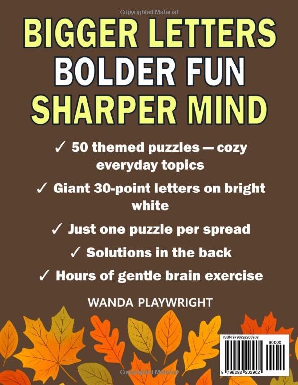Jumbo Print Easy to Read Word Search for Seniors: Volume 4 Fall Edition: 30 Point Large-Print Puzzles for Low-Vision & Visually Impaired Readers (Jumbo Print Easy to Read Word Search Puzzles) by Wanda Playwright