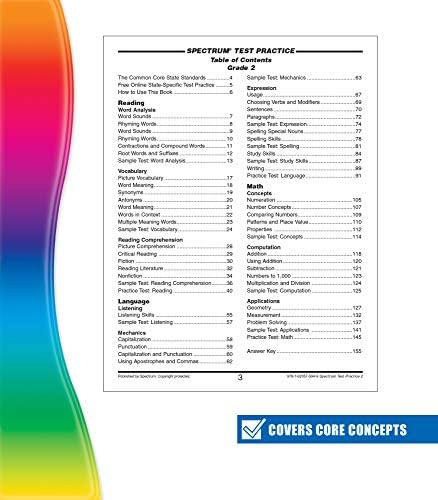 Spectrum Test Practice 2nd Grade Workbooks, Math, Language Arts, and Reading Comprehension Grade 2 Reproducible Book for Standardized Test Practice, 2nd Grade Workbooks All Subjects Ages 7-8 by Spectrum