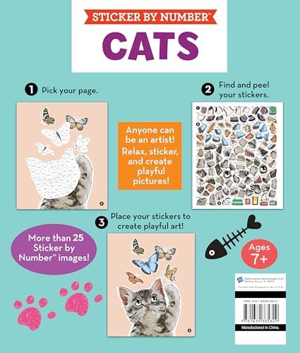 Brain Games - Sticker by Number: Cats (28 Images to Sticker) (Volume 2) by Publications International Ltd.