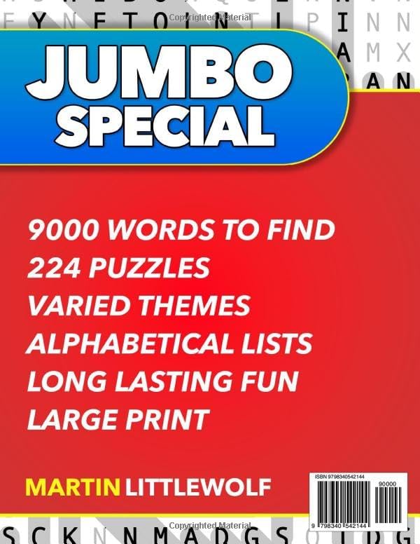 Huge Book of Large Print Word Search: 9000 Words - 224 Puzzles - Varied Themes - Big Print Word Finds For Adults, Seniors, and Teens by Martin Littlewolf