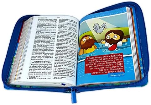Biblia para Niños Creciendo Cada Dia con Cierre Reina Valera 1960 niño leyendo azul by Reina-Valera