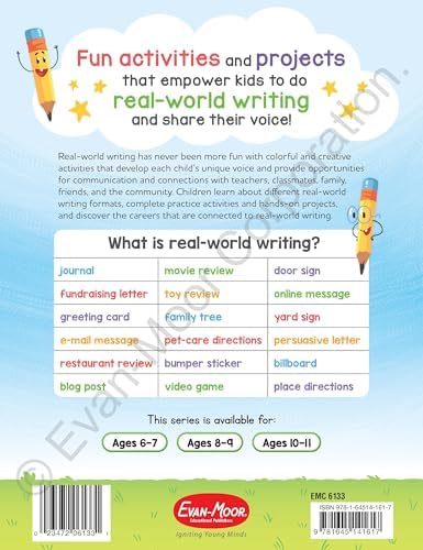 Evan-Moor Real-World Writing Activities for Today's Kids Workbook, Ages 10-11, Grades 5-6, Guided Instruction, Examples, Practice, Journal Entry, ... Letters (Real-World Writing for Today's Kids) by Evan-Moor Educational Publishers