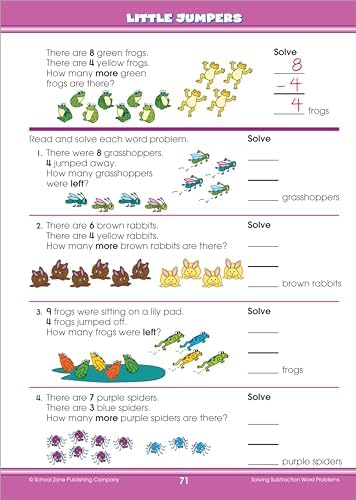 School Zone Big Math 1-2 Workbook: 320 Pages, 1st Grade, 2nd Grade, Elementary Math, Addition, Subtraction, Word Problems, Time, Money, Fractions, Ages 6 to 8 by School Zone