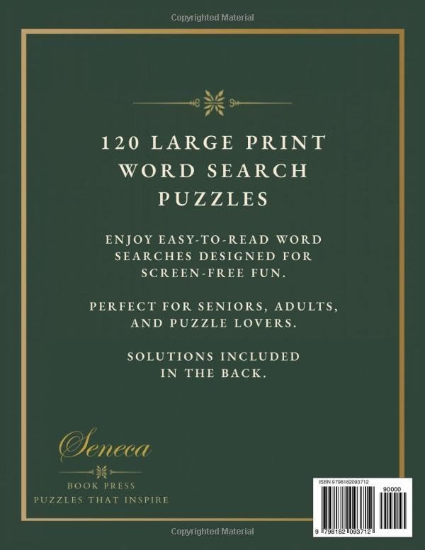 Nature Word Search for Seniors: 120 Large Print Puzzles Featuring Birds, Flowers, Trees, Wildlife, Mountains & Lakes, and Peaceful Outdoor Scenes (Large Print Word Search Collection for Seniors) by Seneca Book Press