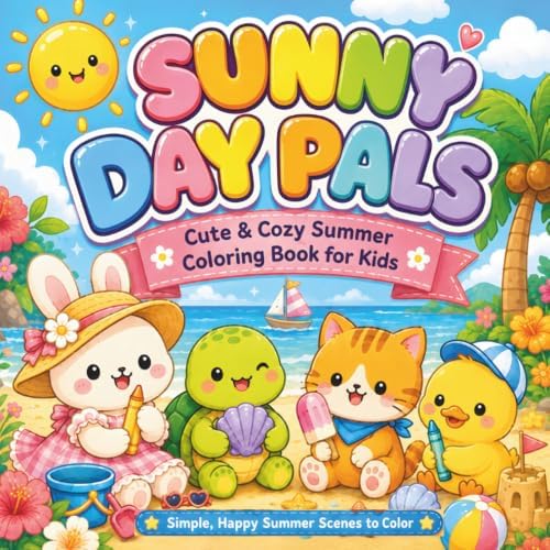 Sunny Day Pals: Cute & Cozy Summer Coloring Book for Kids by Goodness Praise