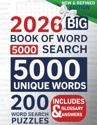 2026 Big Book of Word Search – 5000 Unique Words: Relaxing Large Print Puzzles for Adults and Seniors | 11 Themes, Digital Solutions & Bonus Glossary of 5000 Unique Words by IAN MP