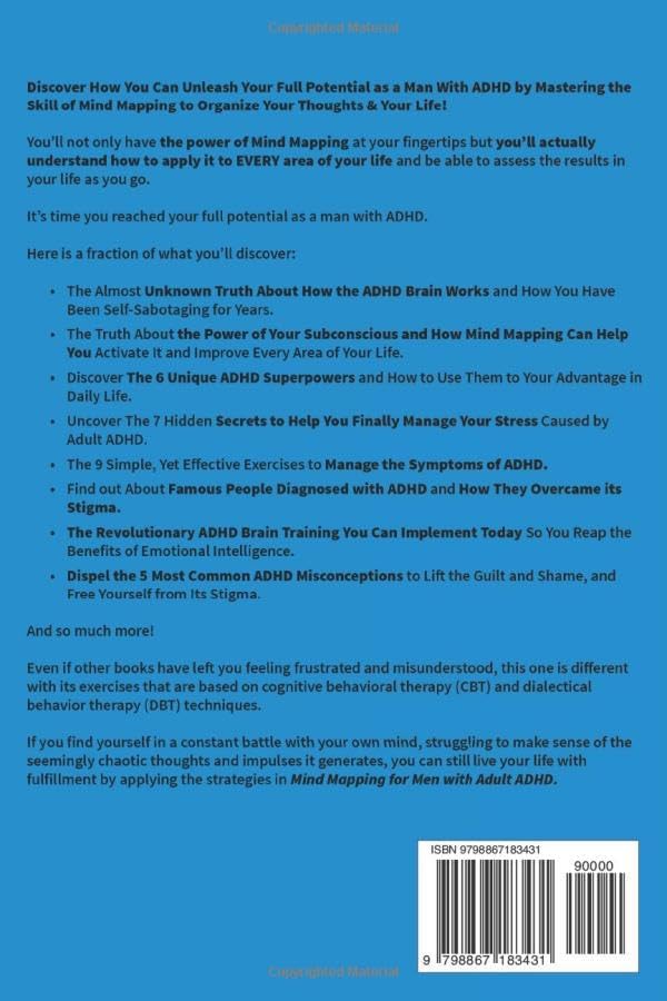 Mind Mapping for Men with Adult ADHD: Daily Brain Exercises and Strategies for a Positive Transformation to Control Anxious Thoughts, Improve Concentration, and Productivity (ADHD Workbooks) by Jimmy Taylor