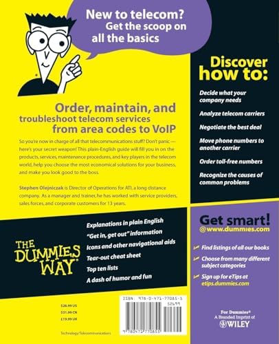 Telecom For Dummies by Stephen P. Olejniczak