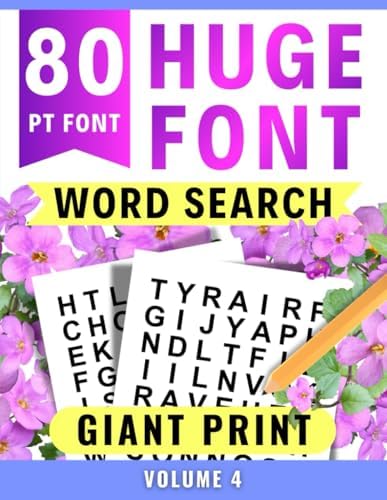 Huge Font Spring Word Search 80 PT – Giant Print for Easy Reading and Low Vision | Volume 4: Extra Large Print Spring & Easter Word Search Puzzles for ... Size 80 PT for Easy Reading and Low Vision) by Marilyn Dennel