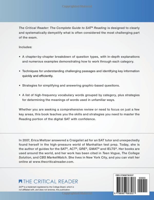 The Critical Reader, Sixth Edition: The Complete Guide to SAT Reading by Erica Meltzer