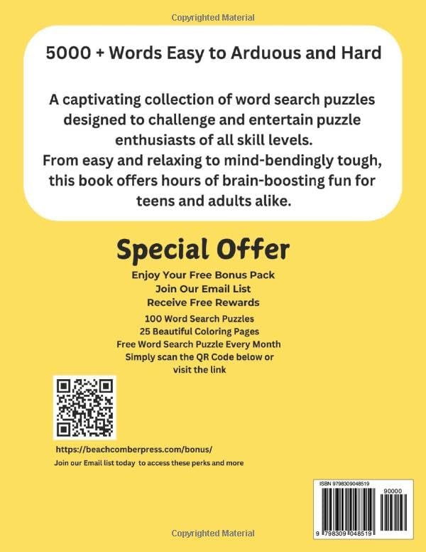 Big 2026 Word Search Puzzle Book - 5000 Words 115 Large Format Puzzles - Teens, Adults, Seniors by Beachcomber Press