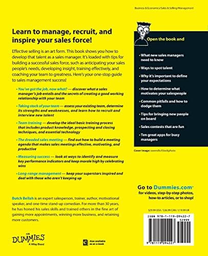 Sales Management For Dummies by Butch Bellah