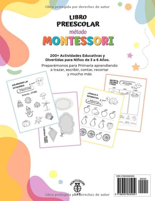 Libro Preescolar XXL - Método Montessori: 200+ Actividades Educativas y Divertidas para Niños de 3 a 6 Años. Preparémonos para Primaria aprendiendo a ... recortar y mucho más (Spanish Edition) by Montessori Lab