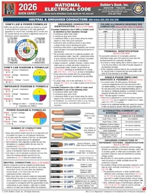 National Electrical Code Quick-Card Based On the 2026 NEC by Inc. Builder's Book