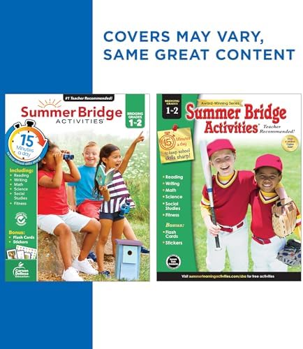 Summer Bridge Activities 1st to 2nd Grade Workbook, Activity Book With Math, Language Arts, Reading Comprehension, Science, Social Studies, Writing, Fitness, Flash Cards, Stickers and More (Volume 3) by Summer Bridge Activities
