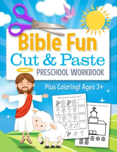 Bible Fun Cut and Paste Preschool Workbook: Coloring and Cutting Kids Christian Activity Book by Busy Kid Press