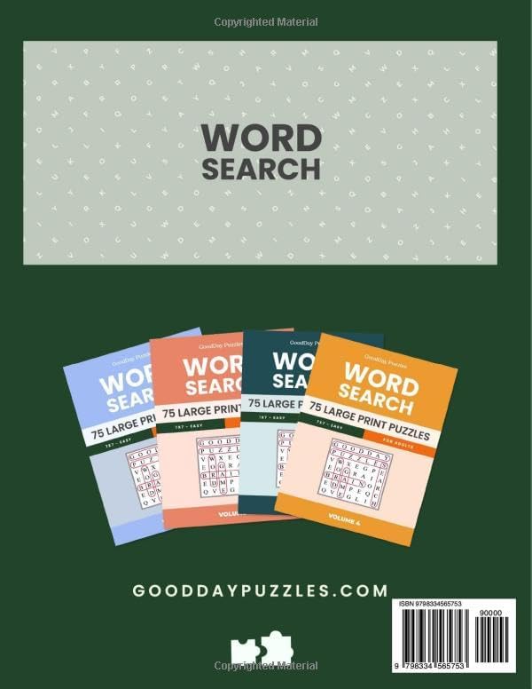 GoodDay Puzzles - Easy Word Search - 75 Themed Puzzles - 7 x 7 Large Print - Volume 6 (Word Searches for Seniors with Dementia) (Themed Word Searches | Large Print 7x7 | GoodDay Puzzles) by Mac Reynolds