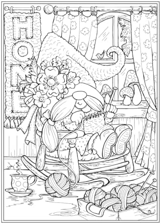 Gnomes at Home Coloring Book (Dover Adult Coloring Books) by Teresa Goodridge