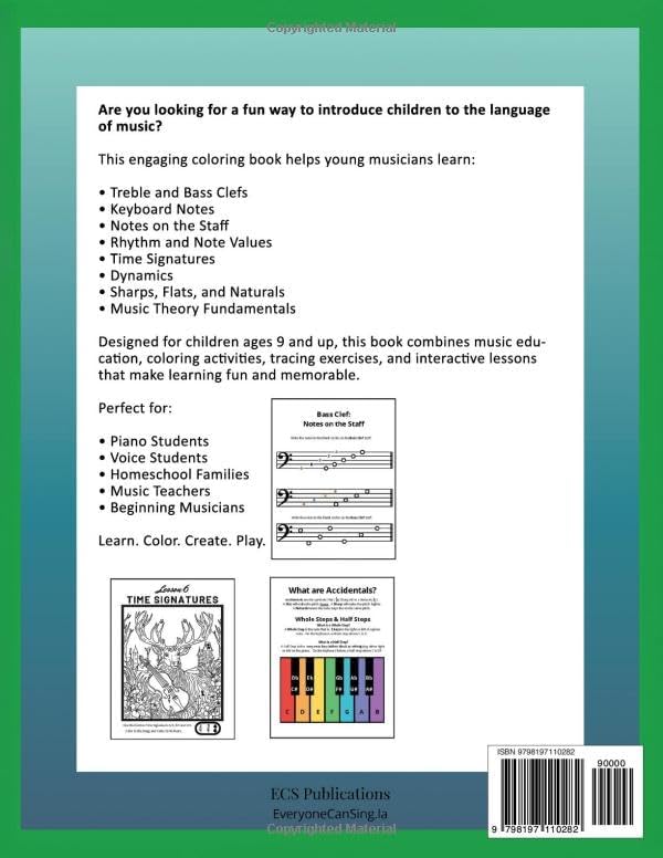 LearnTo Read Music Coloring Book: Activities for Kids Ages 9+ by Anny M Lieberman