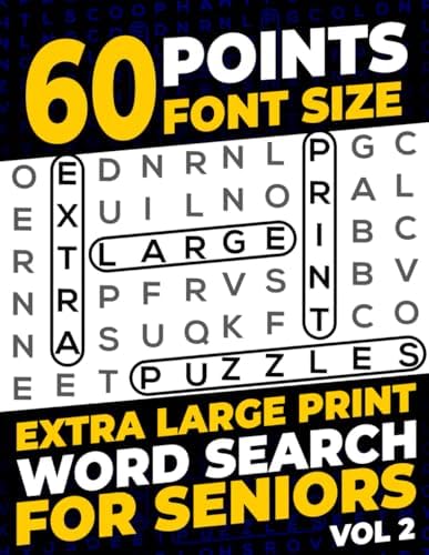 60 Points Font Size Extra Large Print Word Search for Seniors: 50 XXL Jumbo Print puzzles with 1200 words - Vol 2 by Firefly Press