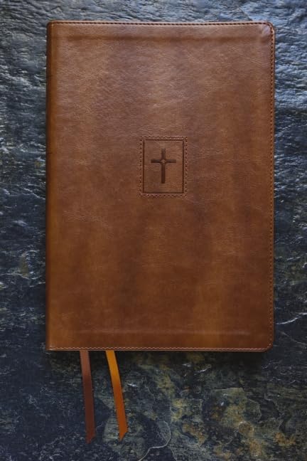 NIV, Thinline Bible, Large Print, Leathersoft, Brown, Red Letter, Comfort Print by Zondervan