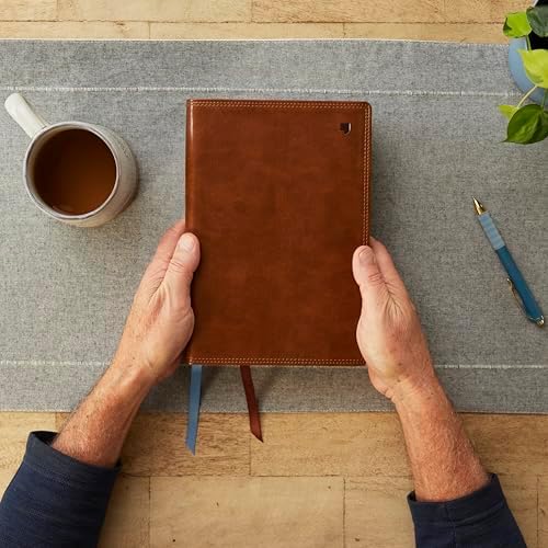 NET Bible, Large Print Thinline with Cross References, Brown Leathersoft, Comfort Print by Thomas Nelson