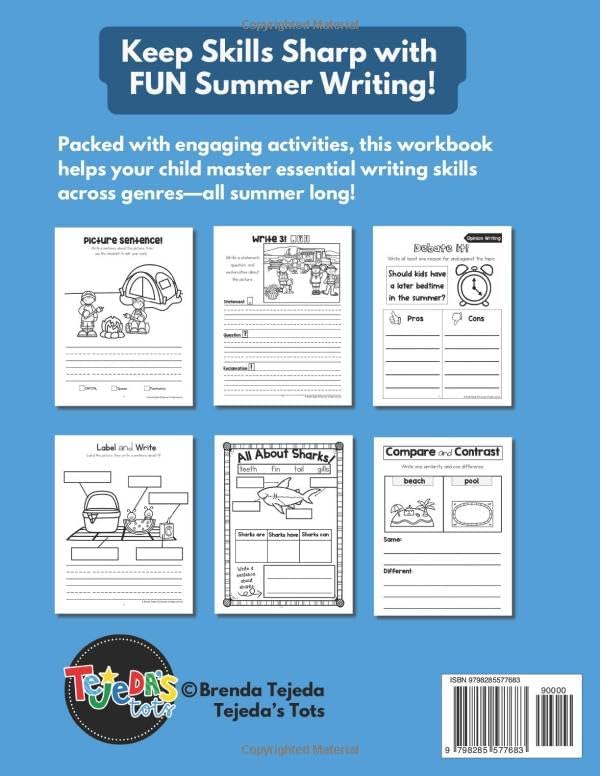 Summer Writing Workbook for Grades 1, 2: Fun Writing Practice Activities for Kids: Includes Opinion, Narrative, and Informational Writing Activities for Kids by Brenda Tejeda M.S.Ed