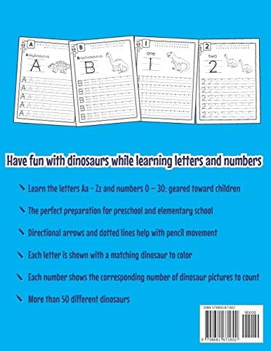 Dinosaur Letter and Number Tracing Book Ages 3 - 5: Dino Practice Workbook for Preschoolers | Trace Letters and Numbers Book for Kindergarten and Pre K by Amanda Clever