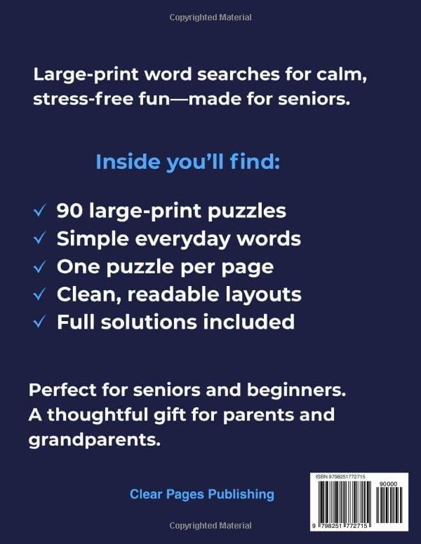Large Print Word Search for Seniors - Very Easy Edition (Vol.4): Easy & Relaxing Brain Games with 90 Word Search Puzzles (Large Print Puzzle Series for Seniors) by Clear Pages Publishing