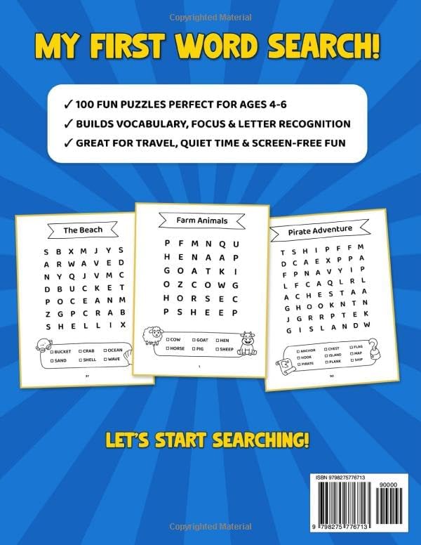 My First Word Search for Kids Ages 4-6: 100 Themed Search and Find Puzzles to Build Vocabulary, Spelling and Letter Recognition for Kindergarten and Preschool by Smarty Goose