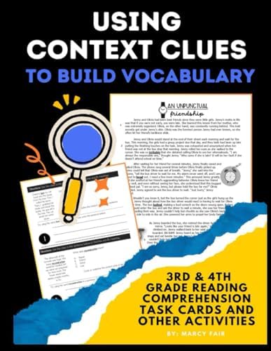 Using Context Clues to Build Vocabulary: 3rd & 4th grade reading comprehension, task cards, and other activities by Marcy Christine Fair