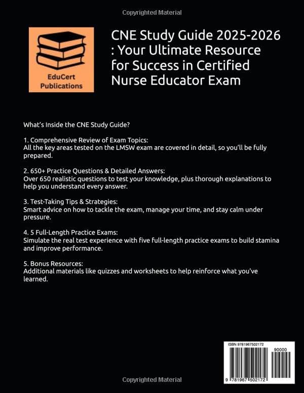 CNE Review Guide: Latest All-in-One CNE Exam Prep with Review and 650 Practice Questions and In-depth Answer Explanations for the Certified Nurse Educator Exam (Contains 5 Full-Length Tests) by EduCert Publications
