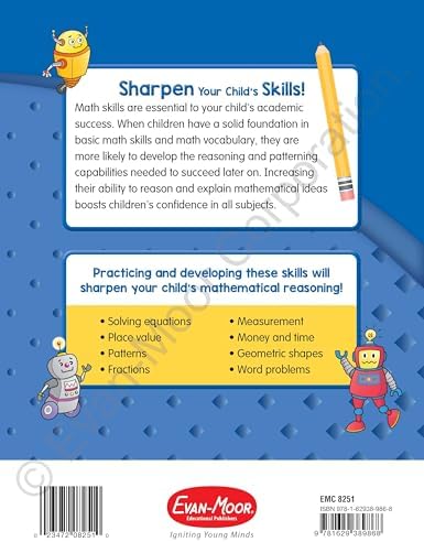 Evan-Moor Skill Sharpeners Math Workbook, Grade 1, Addition, Subtraction, Counting to 100, Test Prep, Number Words, Geometry, Measurements, Data, Place Value, Tell Time, Metric System, Fun Activities by Evan-Moor Educational Publishers
