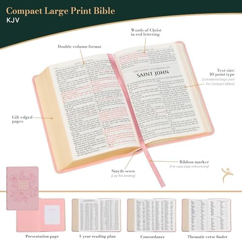 KJV Holy Bible, Compact Large Print Faux Leather Red Letter Edition Ribbon Marker, King James Version, Ballet Pink (KJV Compact LP Editions) by Christian Art Publishers
