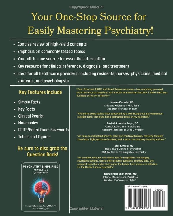 Psychiatry Simplified: PRITE and Board Study Guide by Hamza Mohammad-Amin