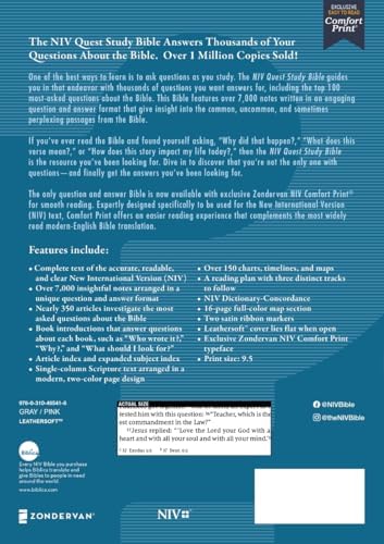 NIV, Quest Study Bible, Leathersoft, Gray/Pink, Thumb Indexed, Comfort Print: The Only Q and A Study Bible by Christianity Today Intl.