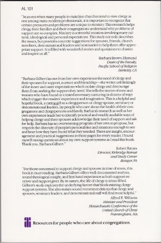 Who Ministers to Ministers?: A Study of Support Systems for Clergy & Spouses by Barbara Gilbert