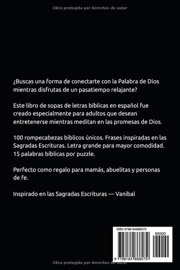 Sopa de Letras Bíblica en Español para Adultos: Promesas de Dios — 100 Rompecabezas Bíblicos Letra Grande (Spanish Edition) by Vanibal Press