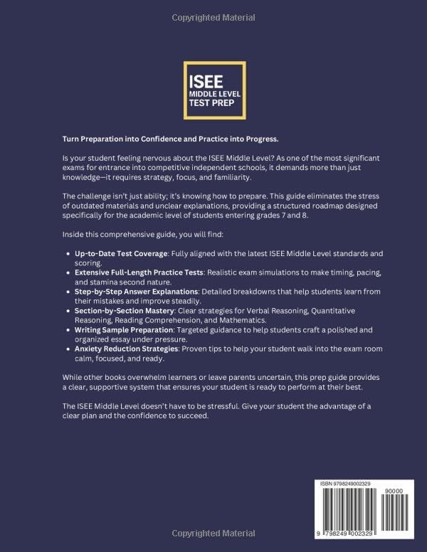 ISEE Middle Level Test Prep: The Complete and Up-to-Date Prep Book with Full Length Practice Tests and Easy-to-Follow Explanations to Ace the ISEE Middle Level Exam by Optimal Prep Publishing