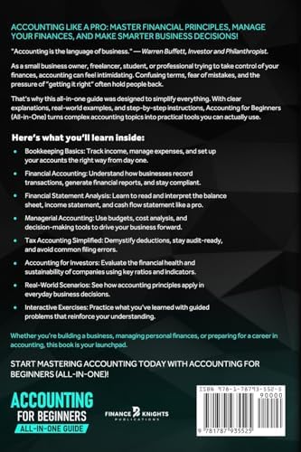 Accounting for Beginners (All-in-One): Everything You Need to Learn Financial & Managerial Accounting Even Without Prior Experience. Master Financial Statements, Taxes, and Business Performance. by Finance Knights Publications