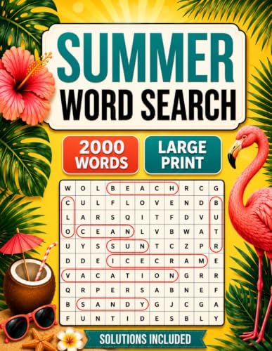 Summer Word Search: Large Print Puzzle Book for Adults and Seniors with Relaxing Summer Beach and Vacation Word Searches by K.C Kaczmarek