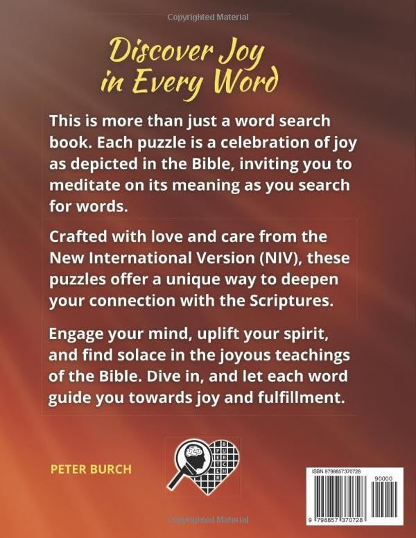 BIBLE VERSES about JOY Word Search Book for Adults, Seniors, Men & Women. LARGE PRINT: Keep Your Mind Active with Relaxing Big Font Puzzles. Find Joy ... (Gift Edition) (The Scripture Journey) by Peter Burch